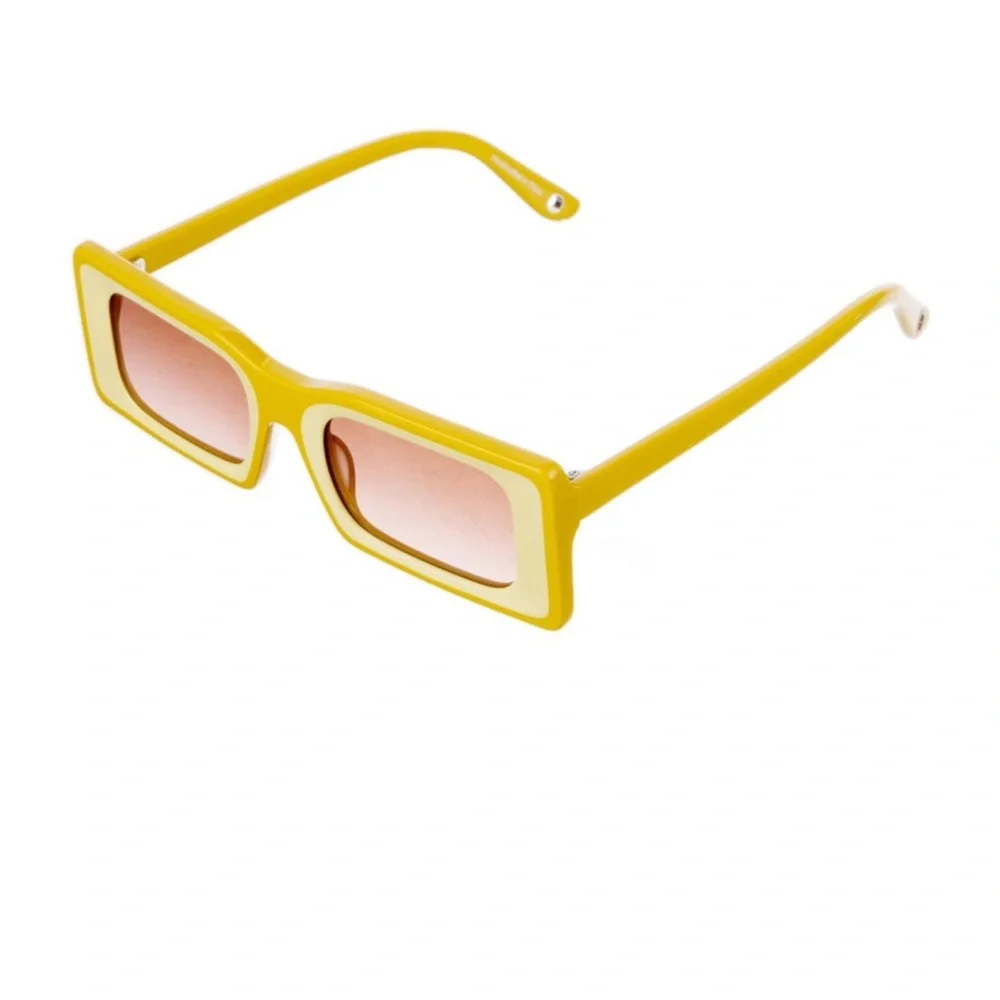 Cult Gaia Square Sunglasses | Yellow Frame Pink Gradient Lens - New in Box - Picture 2 of 4